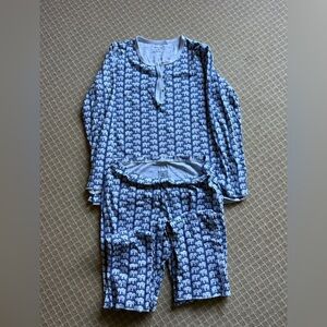 Roller Rabbit Navy and White Elephant Pajama Set
